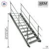 A metal staircase with handrails against a white background. Produktbild-Vorschau