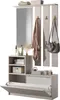 A hallway furniture set with a mirror, coat hooks, and a shoe cabinet. Náhľad obrázku produktu