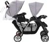 vidaXL Tandemový kočík Steel Grey and Black Náhľad obrázku produktu 4