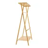 A wooden coat rack with two shelves against a white background. Podgląd zdjęcia produktu