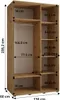 A diagram of a wardrobe with dimensions indicated by text and arrows. Produktbild-Vorschau