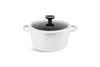 A white pot with a glass lid and black handle, set against a white background. Anteprima dell’immagine prodotto