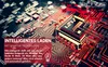 Close-up of a complex electronic circuit board with glowing red lines and a central processor chip, overlaid with marketing text about intelligent charging. Podgląd zdjęcia produktu