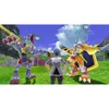 A person stands between two large, colorful, animated creatures in a grassy, outdoor environment. Produktbild-Vorschau