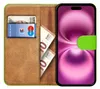 A book-style phone case with a credit card and euro banknotes inserted. Produktbild-Vorschau