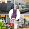 Collage showing different uses of a purple chair cushion: in a car, on a sofa, on a bench outdoors, and in an office setting. Náhled obrázku produktu