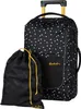 A black trolley bag with a white and gold polka dot pattern and a separate black drawstring bag. Produktbild-Vorschau