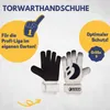 Marketing image for goalkeeper gloves, showing the product and promotional text. Produktbild-Vorschau