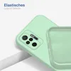 A close-up of a light green phone case, showing the camera cutout and the interior texture. Produktbild-Vorschau