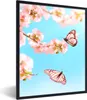 MuchoWow® Gerahmtes Poster Schmetterlinge - Baum - Blumen Produktbild-Vorschau 1