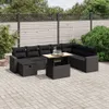 Design 9-tlg. Garten-Sofagarnitur mit Kissen Schwarz Poly Produktbild-Vorschau 1