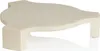 A beige ceramic pizza stone with a curved shape and two legs, shown on a white background. Produktbild-Vorschau