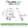 Diagram showing dimensions and features of an LED spotlight. Voir les images du produit