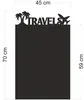 A black magnetic board with decorative elements at the top, including palm trees, the word 'TRAVELS', and an airplane. Náhľad obrázku produktu