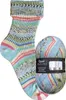 A knitted sock and a ball of yarn with the same pattern. Produktbild-Vorschau