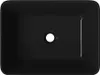 A top-down view of a black rectangular sink with a drain hole in the center. Podgląd zdjęcia produktu