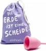 A purple drawstring bag with text and a pink menstrual cup. Náhľad obrázku produktu