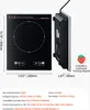 A product shot of an induction cooktop with dimensions and specifications displayed. Náhled obrázku produktu