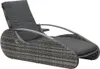 A grey rattan lounger with a grey cushion, shown from a side angle against a white background. Produktbild-Vorschau