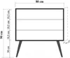 A technical drawing of a chest of drawers with dimensions. Produktbild-Vorschau
