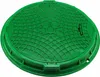 A green manhole cover is shown against a white background. Produktbild-Vorschau
