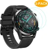 A black smartwatch with a screen displaying various metrics, and protective screen protectors are shown with a '3-PACK' label. Produktbild-Vorschau