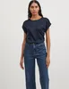 VILA Satin Blusen T-Shirt Kurzarm Basic Glänzendes Oberteil Produktbild-Vorschau 2