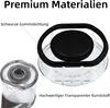 Close-up of a vacuum cleaner dustbin lid with labels pointing out its materials. Produktbild-Vorschau