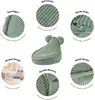 A collage of images showcasing a green beanbag chair with various callouts highlighting its features. Náhľad obrázku produktu