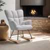Fauteuil à bascule TORVE rembourré - Bouclé gris clair Voir les images du produit 9