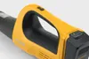 A close-up view of the handle and battery compartment of a yellow and black leaf blower. Produktbild-Vorschau