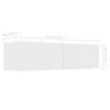 A white TV cabinet with dimensions indicated. Produktbild-Vorschau