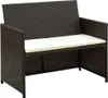 vidaXL 2-miestna záhradná pohovka s vankúšmi Brown Poly Náhľad obrázku produktu 4