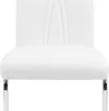 Close-up of the front of a white chair. Podgląd zdjęcia produktu