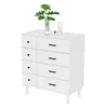 A white dresser with black handles is shown from the front-left angle against a white background. A plant in a vase and a small clock are placed on top of the dresser. Produktbild-Vorschau