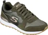A studio shot of a single green Skechers sneaker. Voir les images du produit
