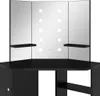 "2026 Aktion" Eck-Schminktisch mit LED Schwarz 111x54x141,5 Produktbild-Vorschau 7