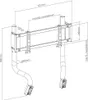 A technical drawing of a monitor stand with dimensions and measurements. Produktbild-Vorschau