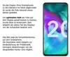 A smartphone screen displaying the number 20, with accompanying German text describing a screen protector. Produktbild-Vorschau