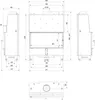 Technical drawing with dimensions of a fireplace insert. Produktbild-Vorschau