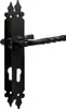 A black metal door handle with a keyhole plate. Produktbild-Vorschau