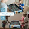 Two scenes showing children playing foosball, with text overlays indicating player counts. Náhľad obrázku produktu