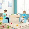 COSTWAY 3-delige kinderset van hout, kinderstoel met 2 Productafbeelding-voorbeeld 2