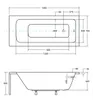 Technical drawing of a bathtub with dimensions and measurements. Produktbild-Vorschau