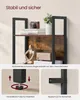 A collage showing details of a bookshelf, including its stability features and decorative elements. Produktbild-Vorschau