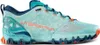 Trailrunning-Schuhe für Damen "Bushido II Woman" von La Sportiva in Türkis mit orangefarbenen Akzenten. Produktbild-Vorschau