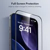 A close-up shot of a smartphone screen protector being applied to an iPhone. Produktbild-Vorschau