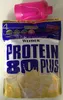 A pink shaker bottle is placed on top of a bag of Weider Protein 80 Plus powder. Produktbild-Vorschau