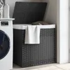 Wäschekorb mit 2 Fächern Grau 53x35x57 cm Poly Rattan Produktbild-Vorschau 2