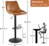 A diagram showing the dimensions of a bar stool and a silhouette of a person sitting at a bar. Produktbild-Vorschau